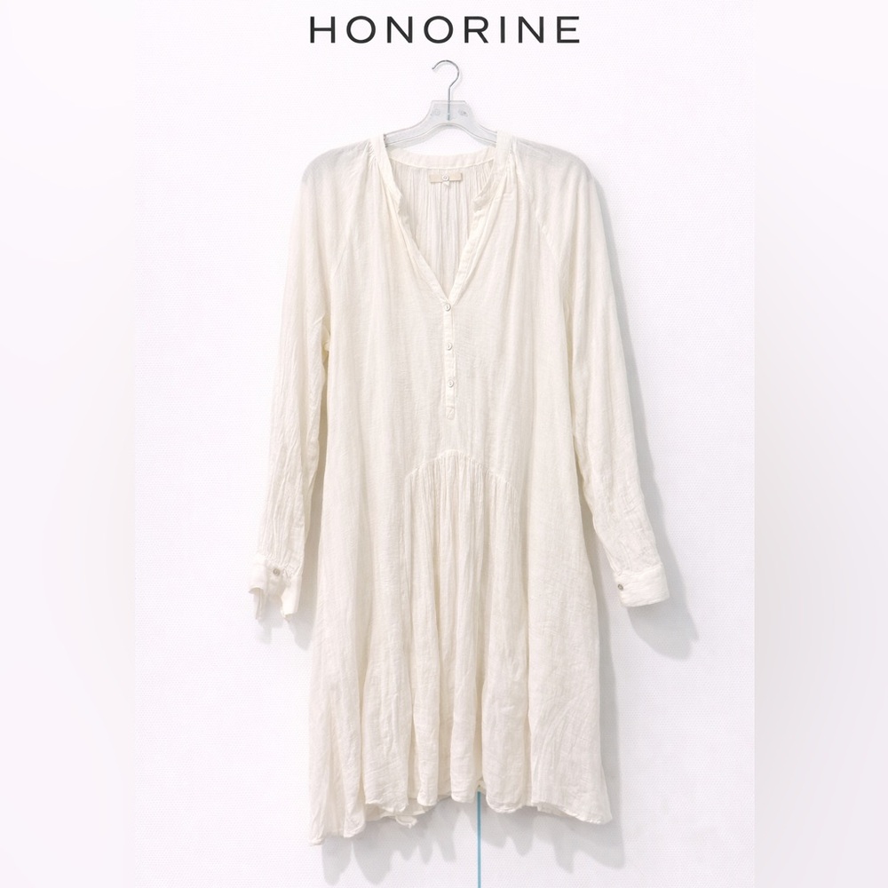 Honorine White Cotton Boho Short Dress Size L Beach Vacation Swim Coverup